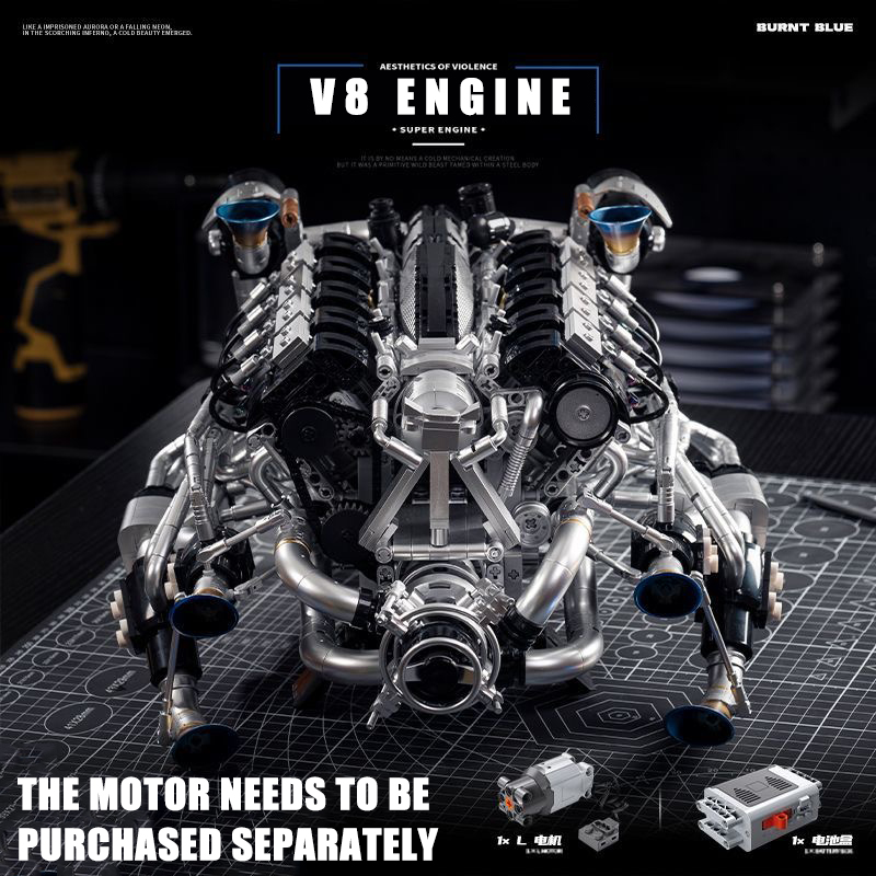 Model Kit Engine - MOC Supercar V8 Motorbausteine-Kit-2773-teiliges Batmobil-Motor-Technologie-Modell Twin-Turbo